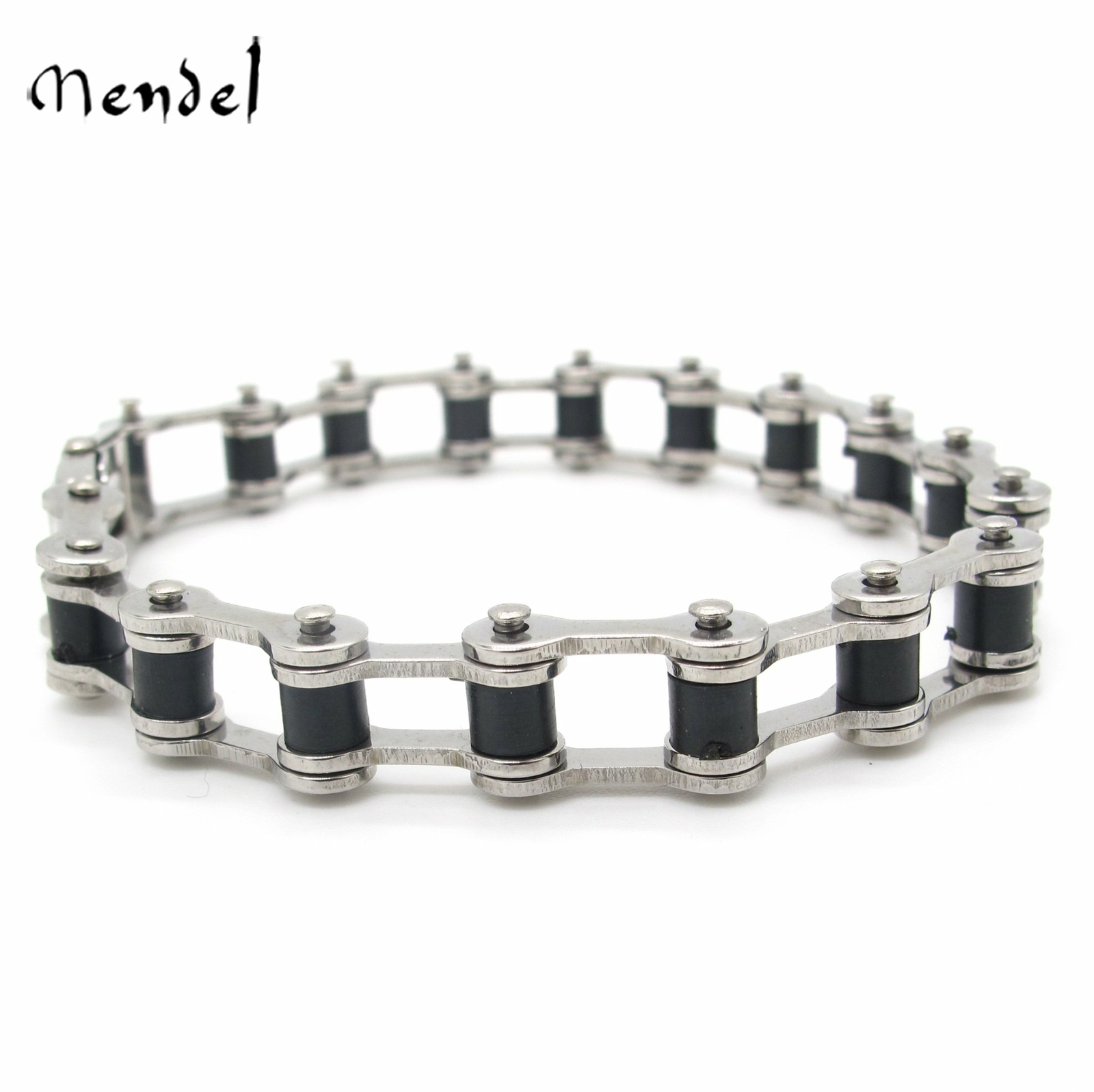 MENDEL 8 Inch Mens Bike Bicycle Chain Bracelet Biker Jewelry Man Stainless Steel