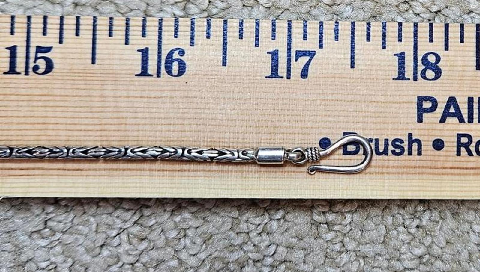 17.5in Sterling Silver Byzantine Bali Necklace Chain