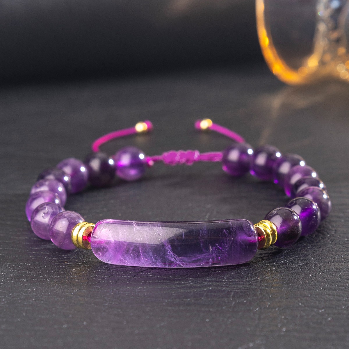 Dongling Jade Tiger’s Eye Amethyst White Quartz Strawberry Quartz Gems Bracelet
