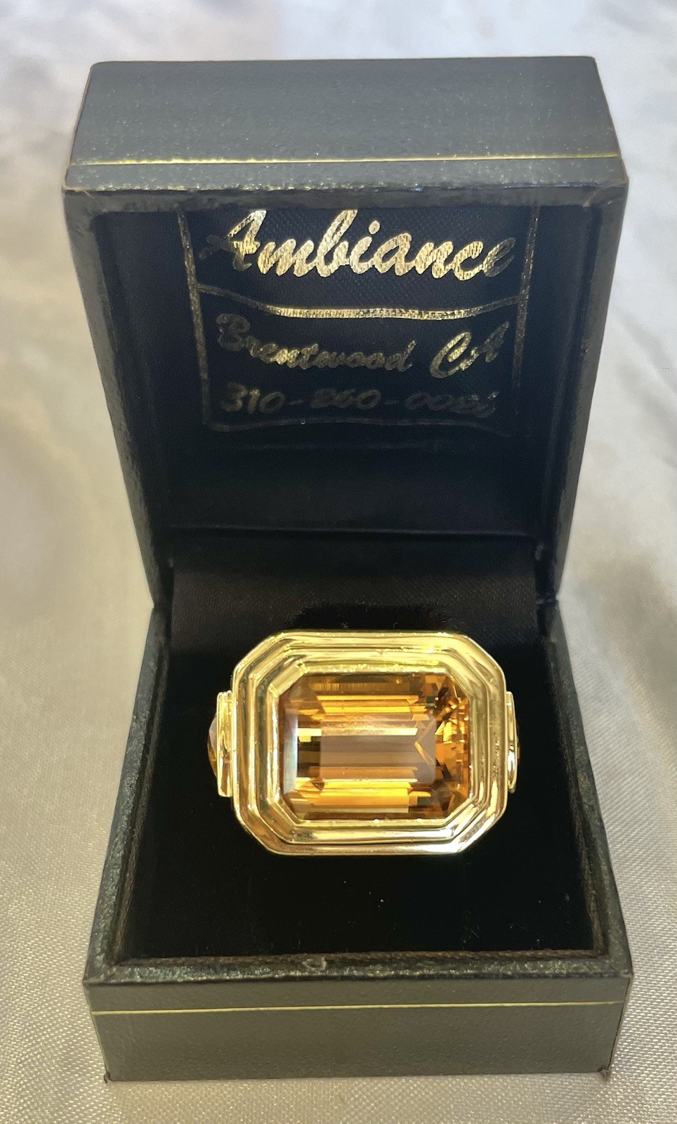 MAGNIFICENT FRENCH 18k GOLD CITRINE RING SIZE 7.5, 36 GRAMS MUST SEE