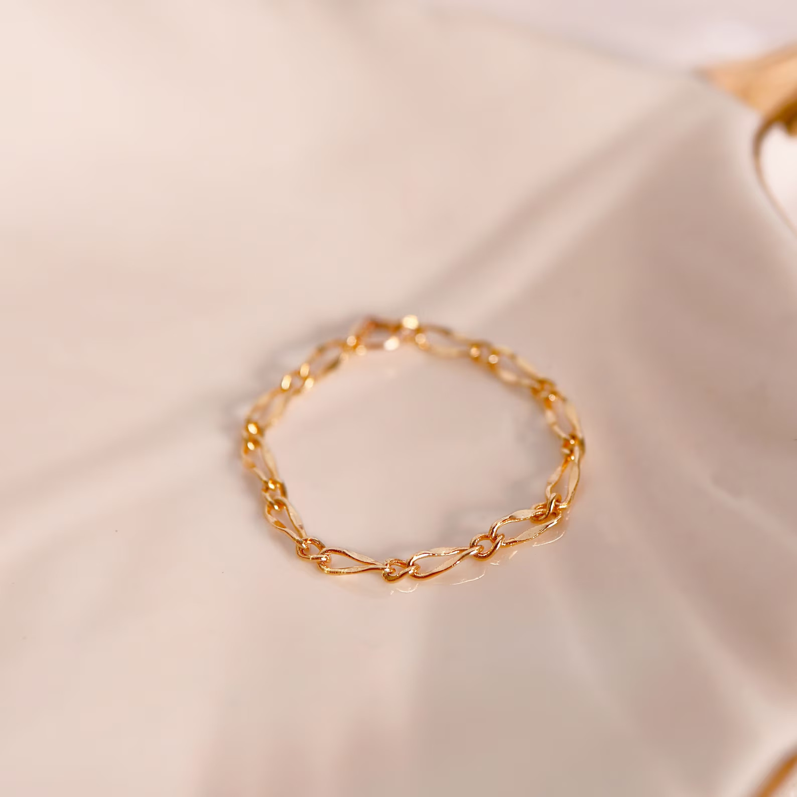 Minimalist Dainty Ring Gold Over 925 Sterling Silver Simple Chain Design Women