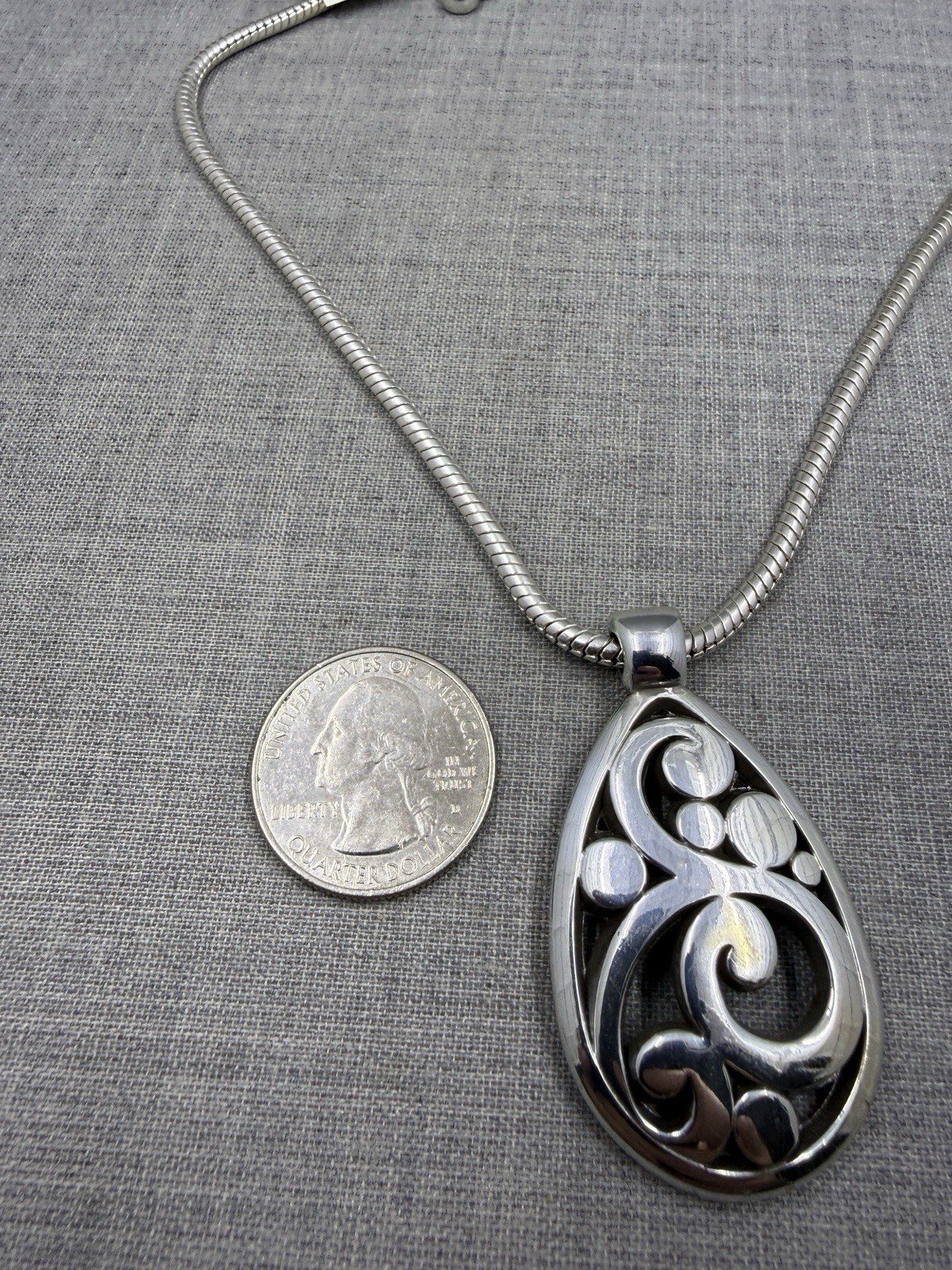 Brighton Contempo Scroll Teardrop Shaped Pendant Adjustable 16-18″ Necklace