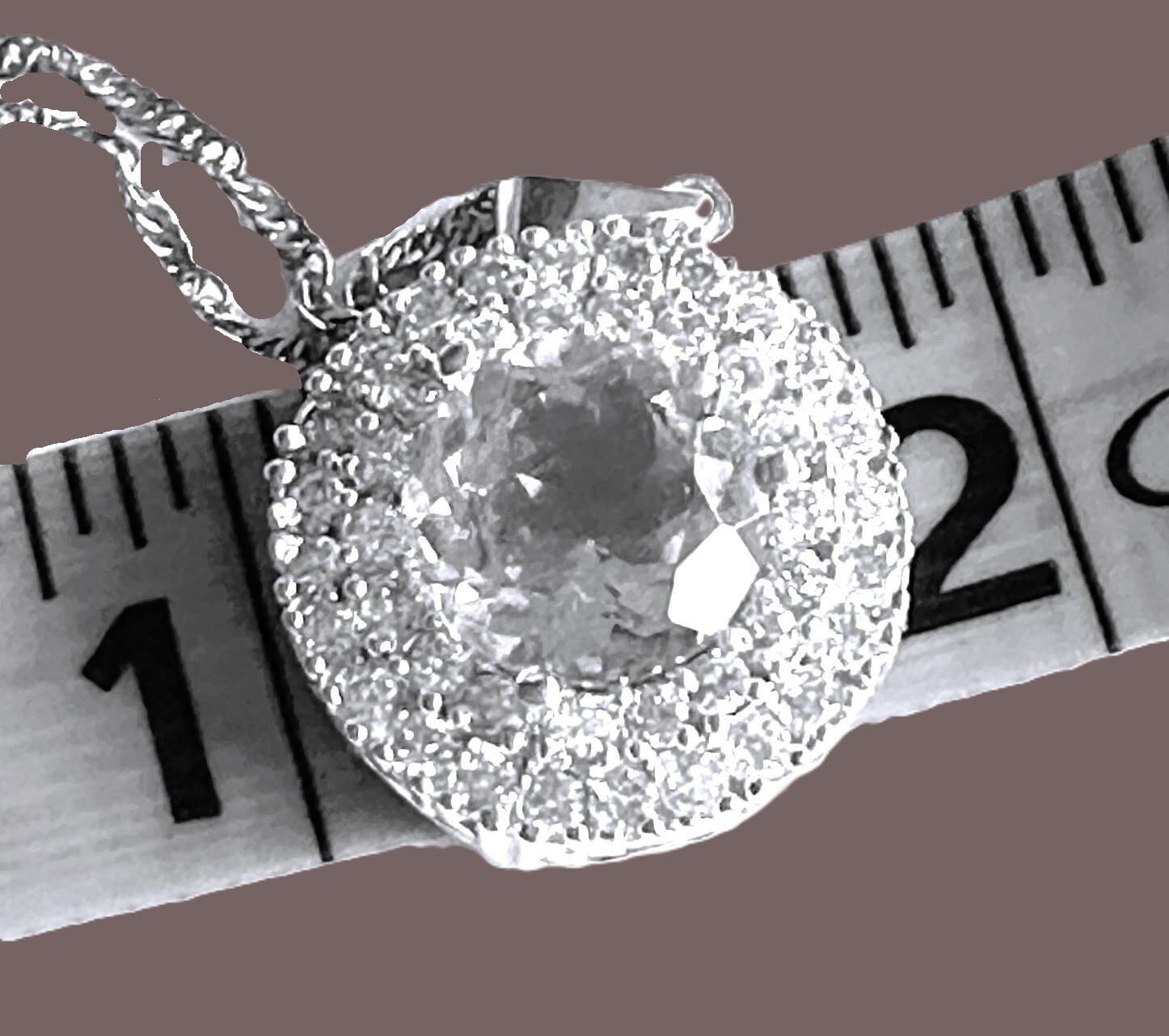 Silver Tone Clear CZ, Gold Tone Prong Setting Pendant ¾” Necklace 16″Chain 2″ext