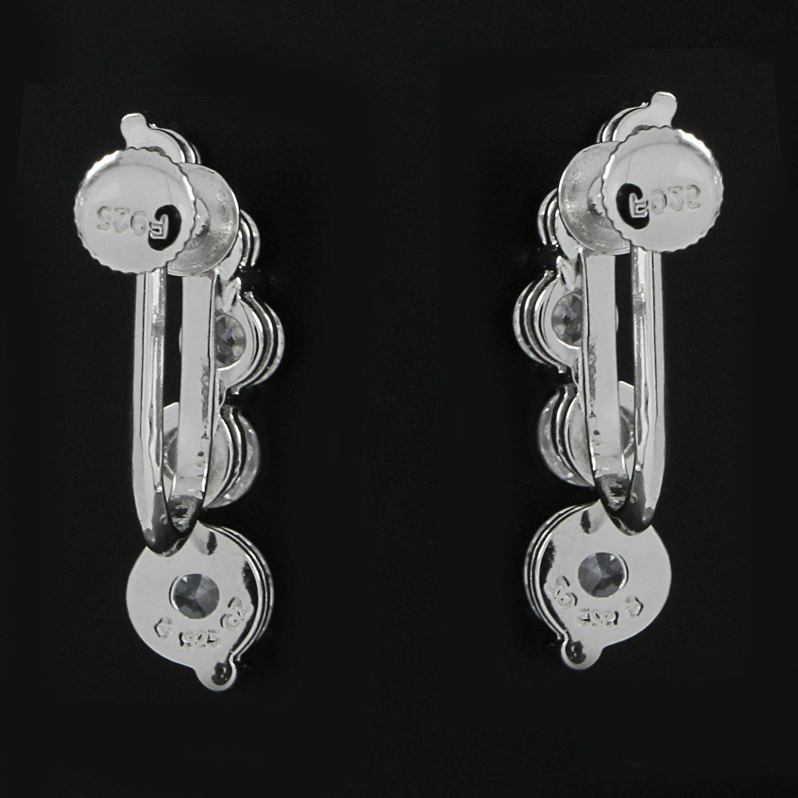 14K Gold Plated Silver Round Simulated Diamond Screw Back Non-Pierced Earrings