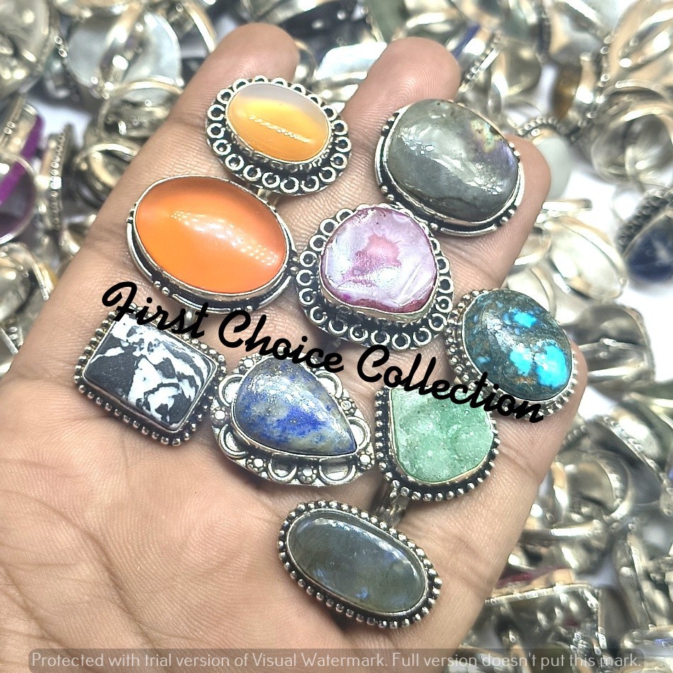 Wild Horse & Mix Gemstone 925 Sterling Silver Plated Rings Fashion Lot Jewellery