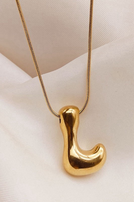 18k Non-tarnish Bubble Initial Necklace