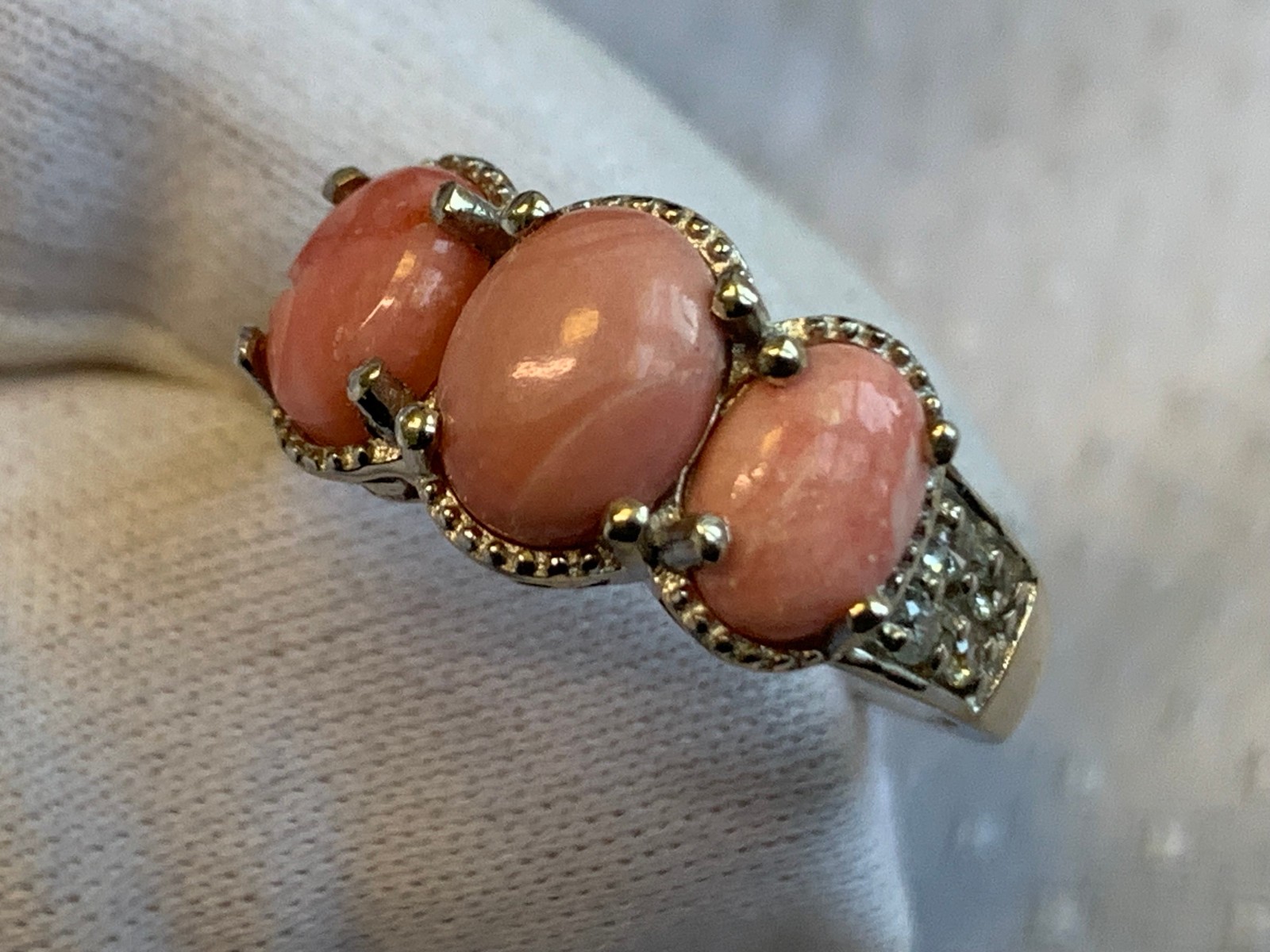 Sterling Silver Ring 3.64g Fine Jewelry Size 8 Band Angel Skin Coral Look *READ*