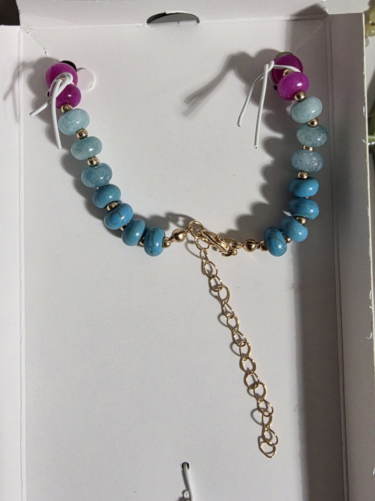 RARE nOir Necklac Semi Precious Stone Brass Natural Gemstones 15.5″ + 3″RAINBOW