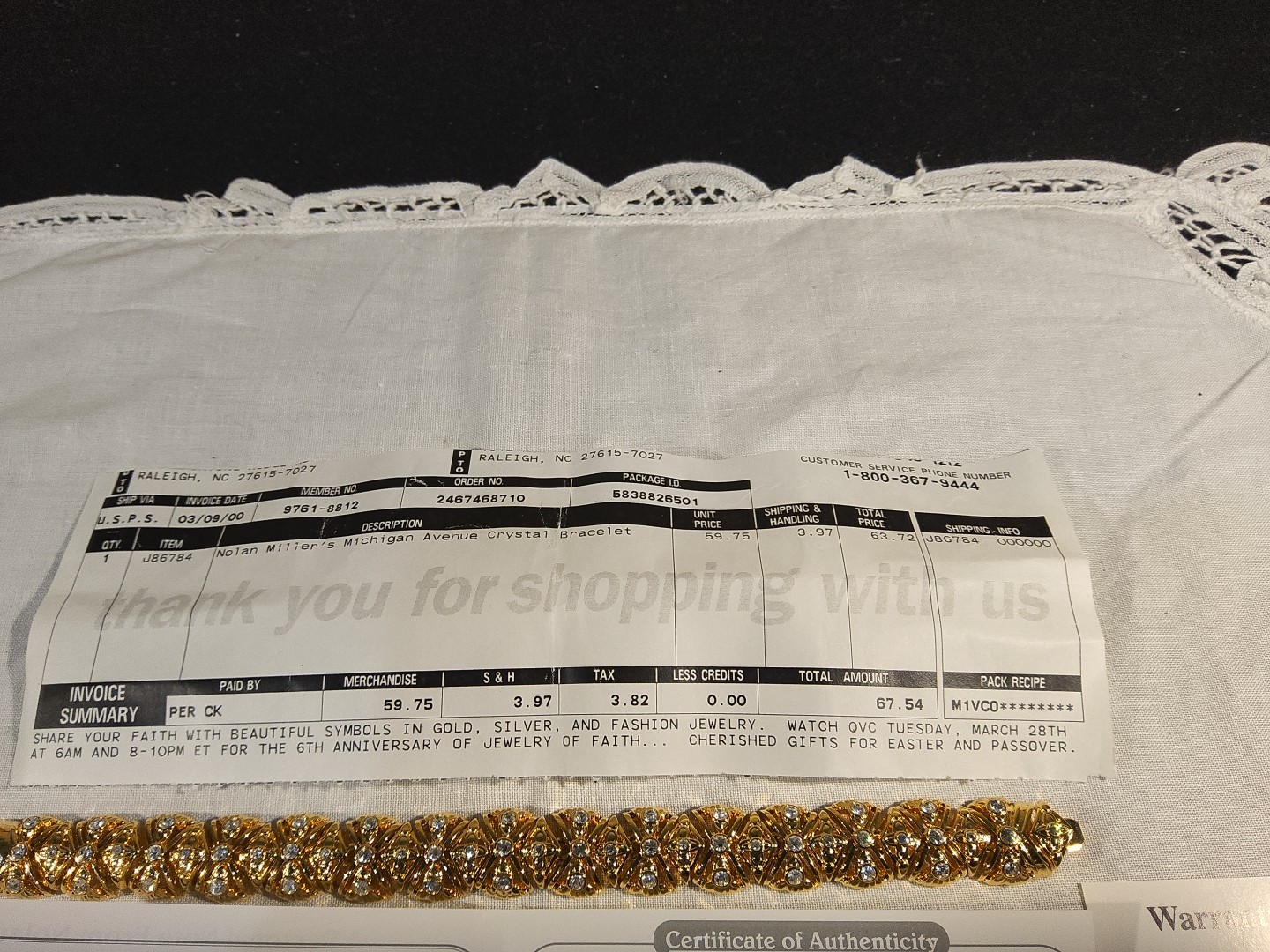 Nolan Miller Michigan Avenue Goldtone Clear Crystal Rhinestones Bracelet 8″