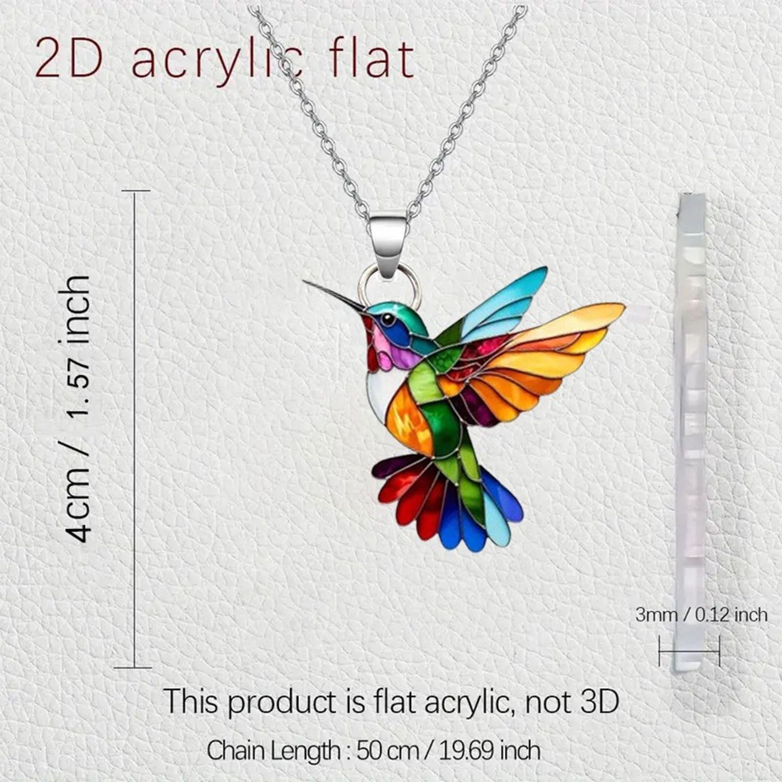 Colorful Hummingbird Necklace 2D Hummingbird Necklace Bird Necklace For Women