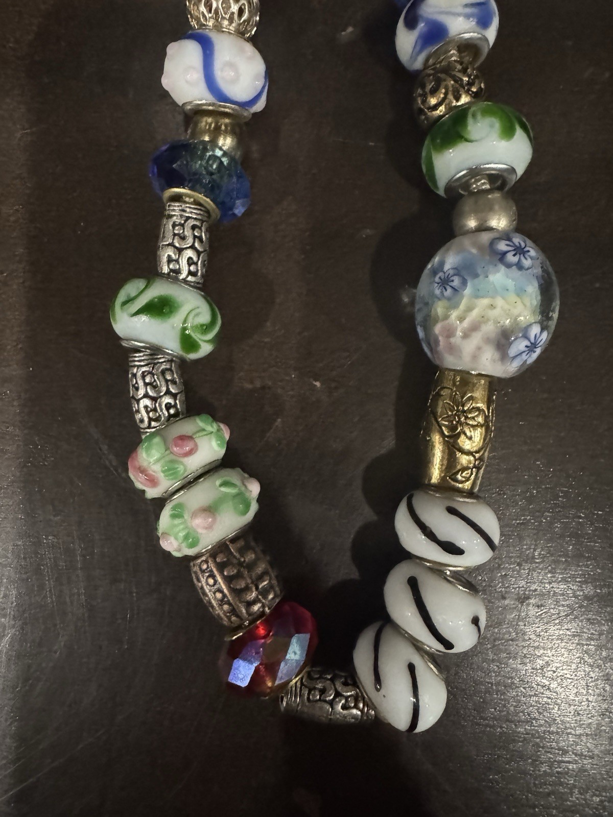 Vintage ART GLASS Varied Style Bead Necklace VERSATILE 18”