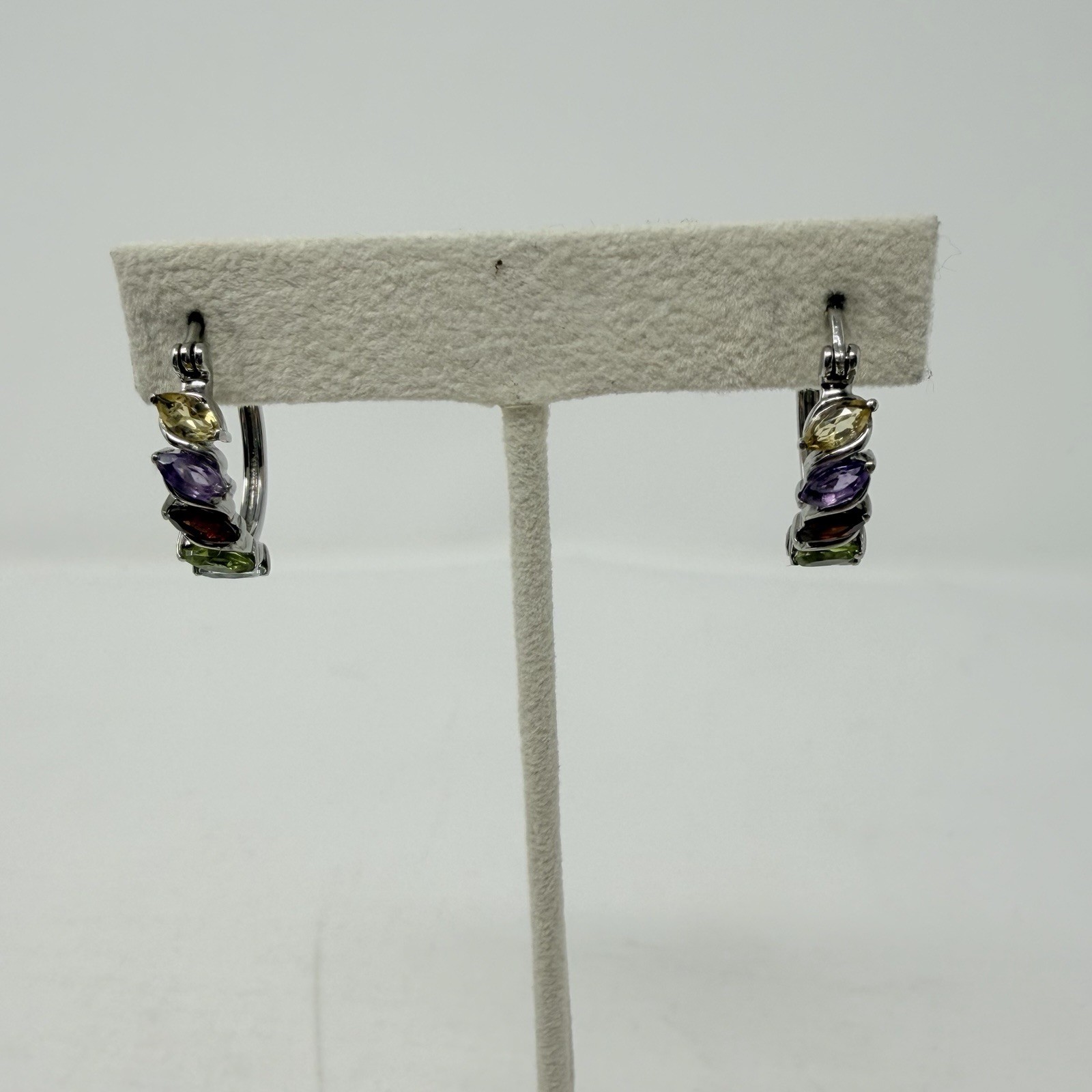 Shop LC Multi Gemstone Click Top Hoop Earrings in Stainless Steel 2.60 cts 5448