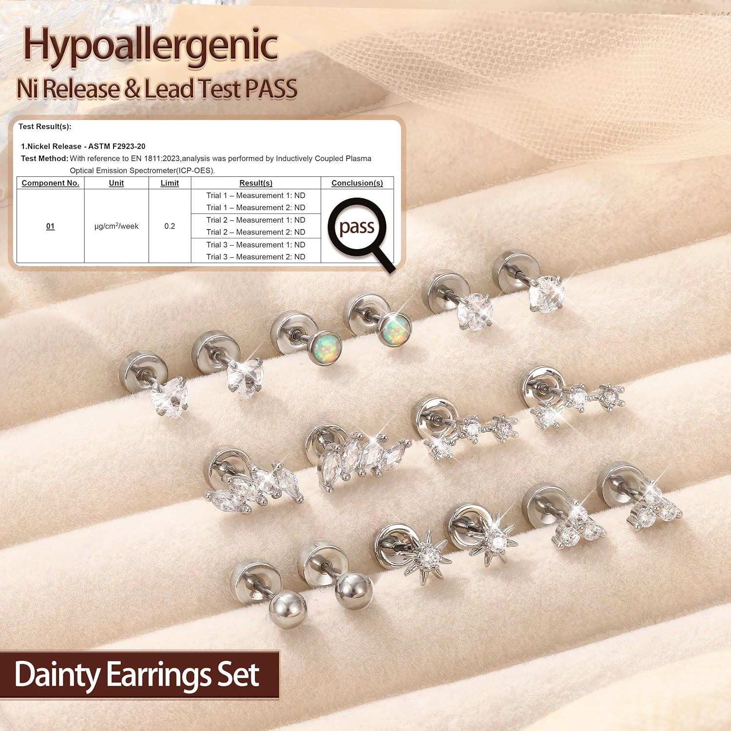 Hypoallergenic Flat Back Earrings 14K Gold Plated Cartilage Earring Stacks Surgi