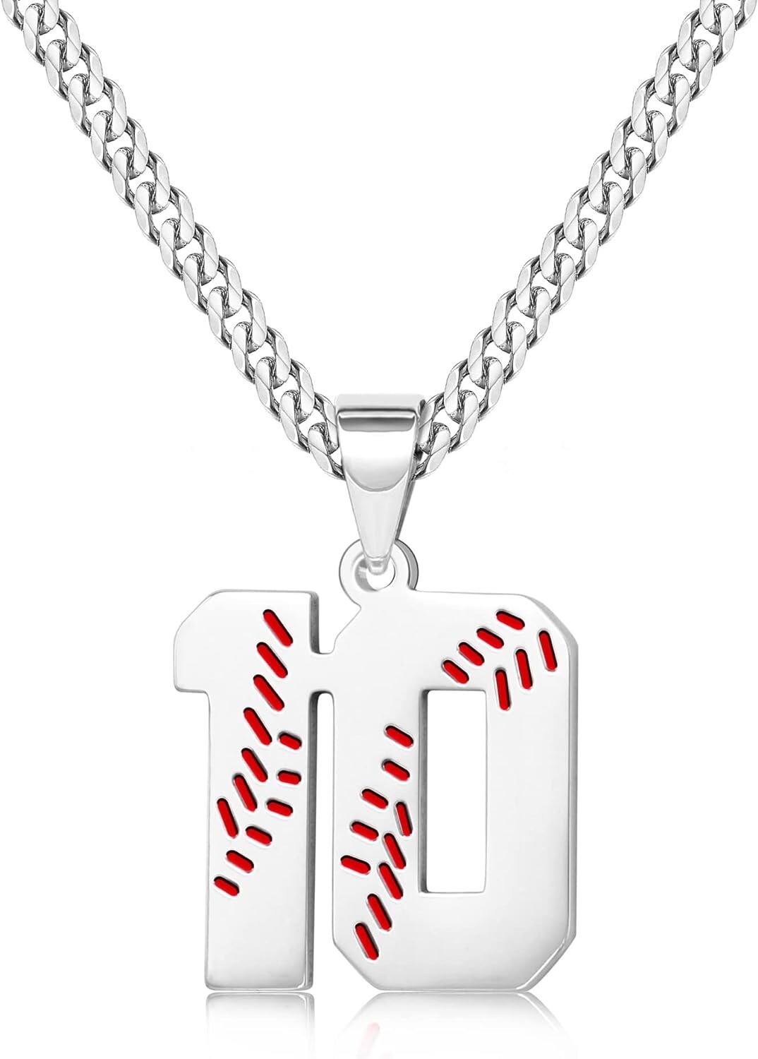 Btysun Baseball Necklaces for Boys Baseball Jersey Number 10 Charms Pendant St