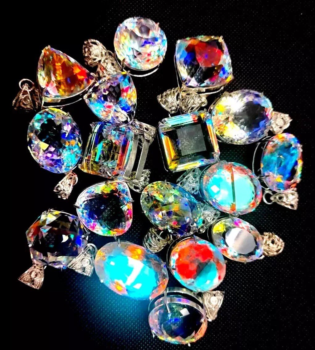 500 Ct Natural Rare Mystic Multi Color 925 Solid Silver Pendant Lot Gemstone