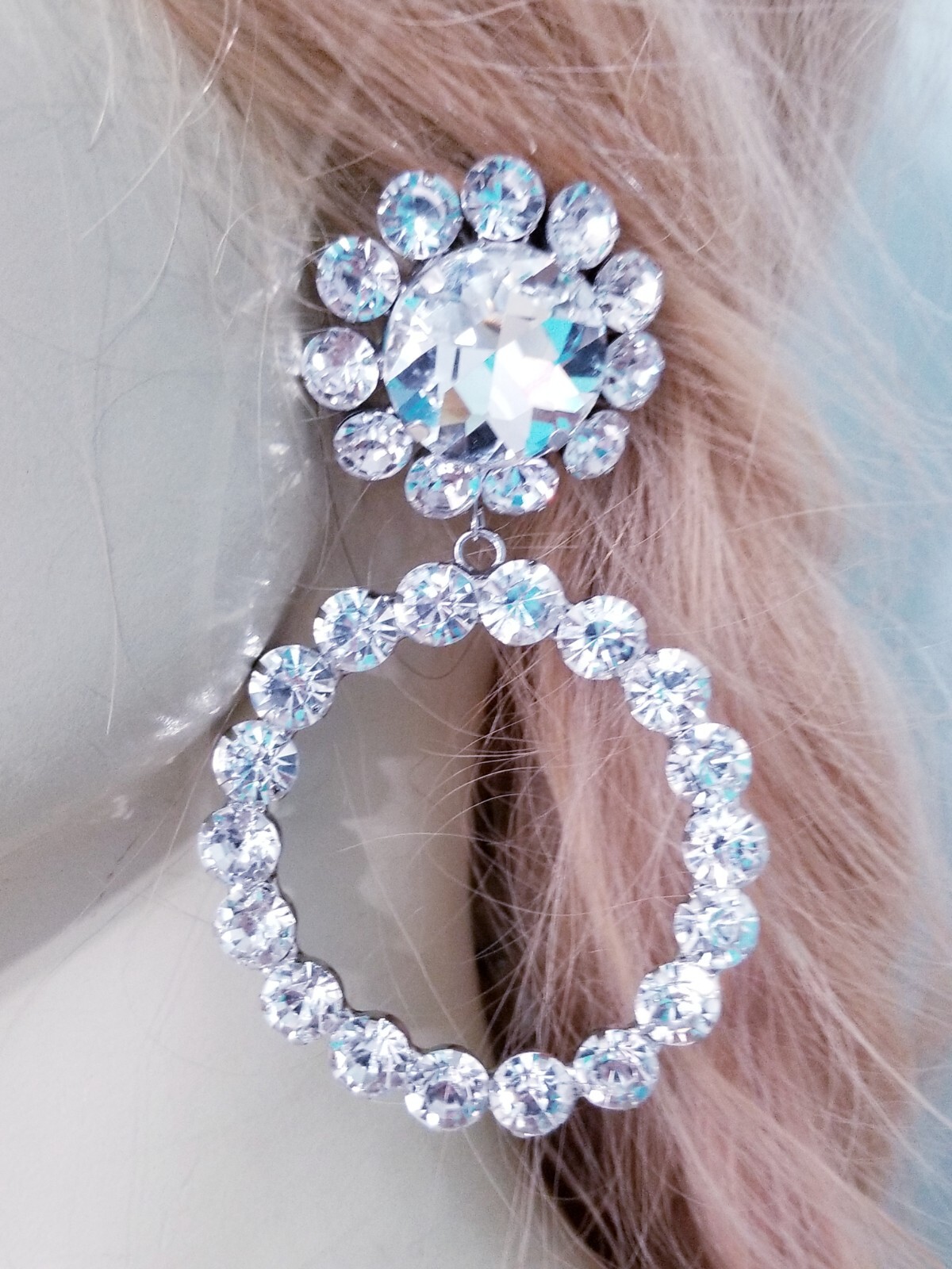 Clear Crystal Bridesmaid Rhinestone Chandelier Drop Earrings 3.3 Inch Jewelry