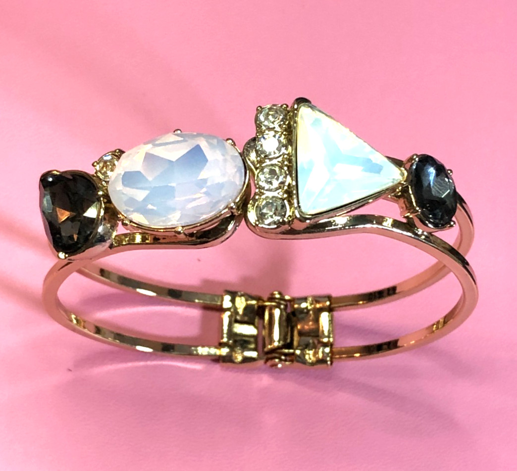 Gold Opalite Crystal Rhinestone Bracelet Clamper WHITE HOUSE BLACK MARKET 3446