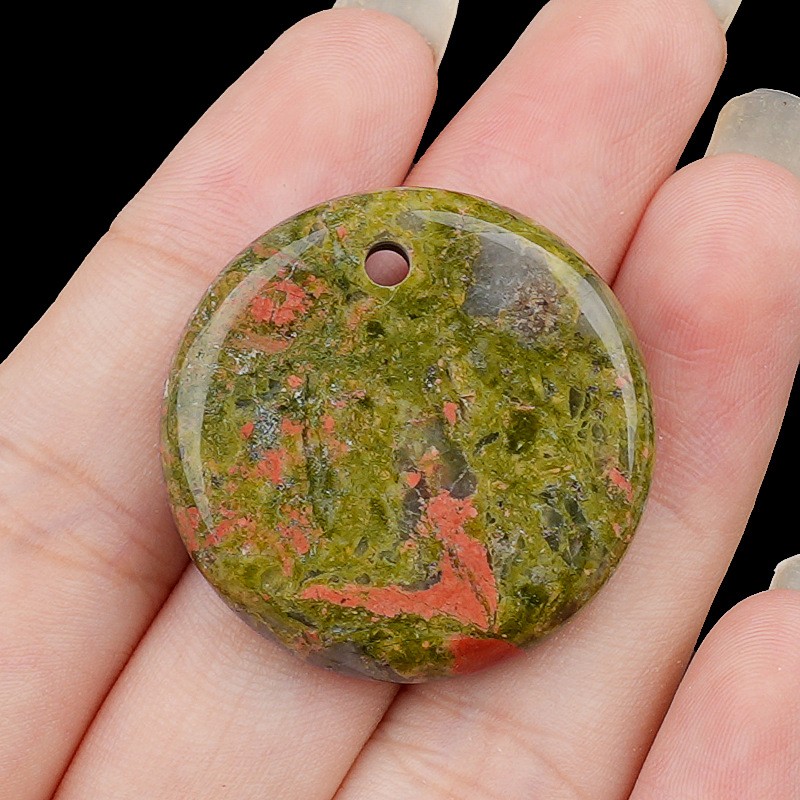 10pcs Mixed Natural Stone 30mm Round Beads Pendants DIY Jewelry Making Healing