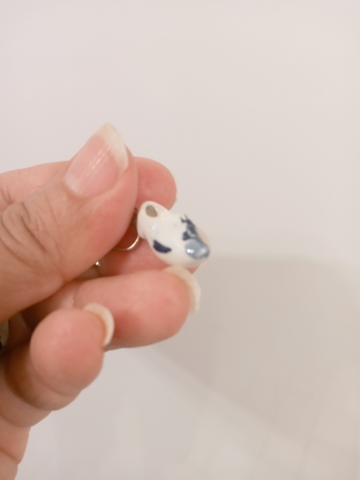 Vintage Blue White Porcelain Shoe Clip-On Earrings Silver Tone Screw Back