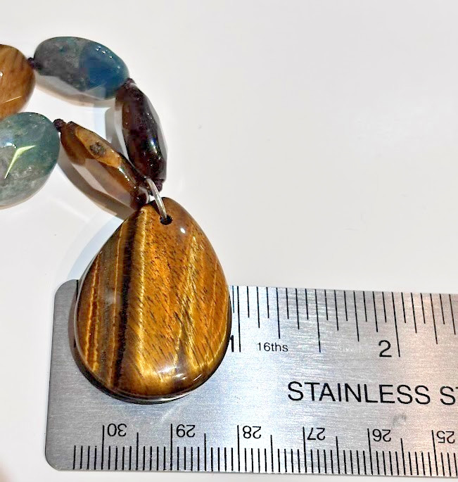 Palm Beach Jewelry Genuine Tiger’s Eye Jasper Teardrop Pendant Necklace Earrings