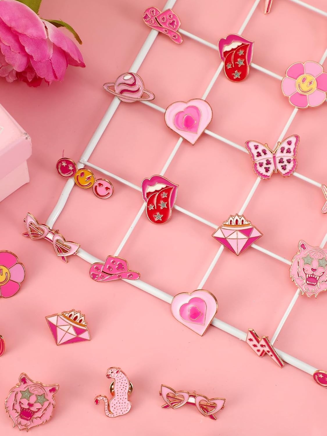 Empowering 28pc Pink Brooch Pins Set – Perfect for Gifts & Self-Expression