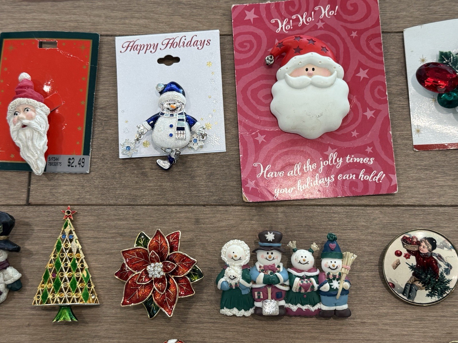 Vintage Holiday Jewelry Ceramic Enamel Christmas Tree Brooch Lapel PINS Lot