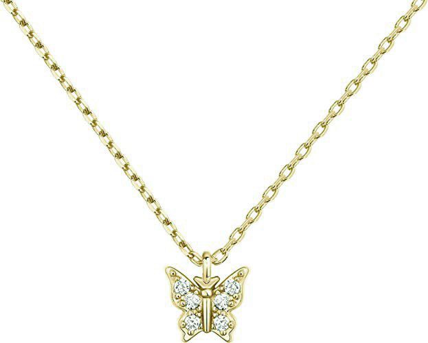 Renee Lumiere, 14K Gold Plated Zircon Butterfly Necklace for Women |