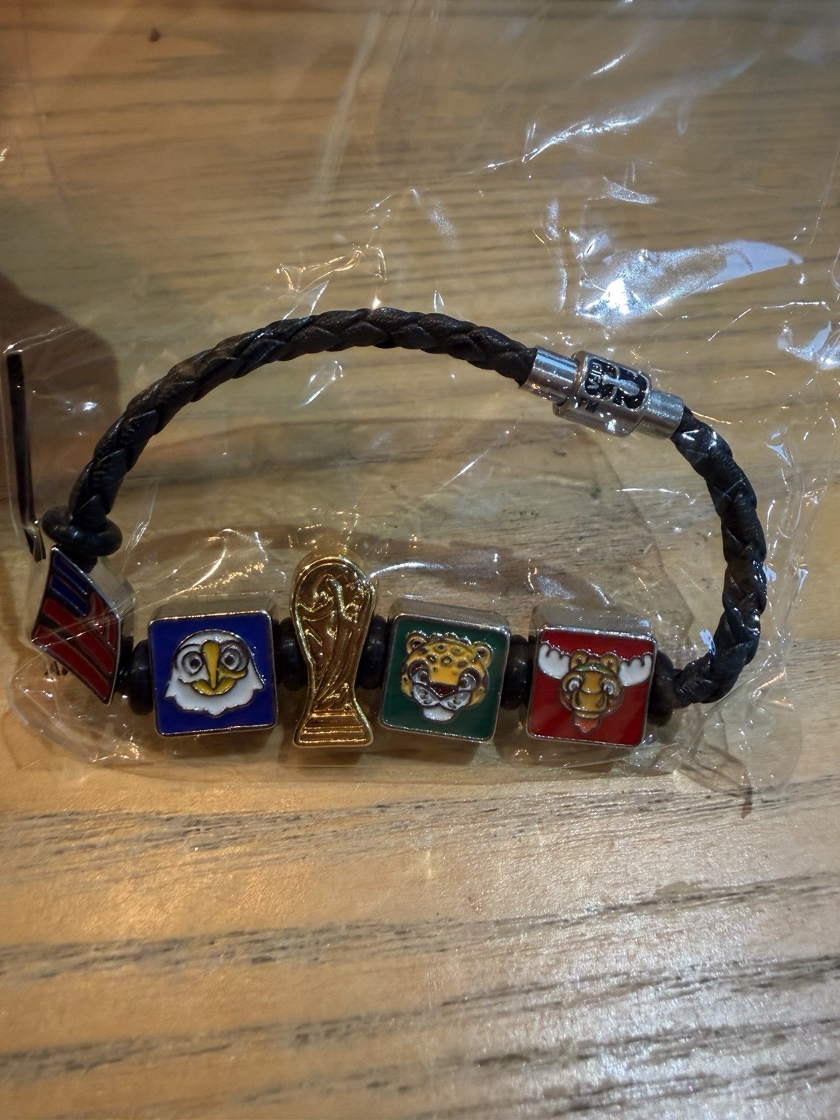 Bank of America World Cup FIFA BAND Braided Faux Leather Charm Bracelet Youth