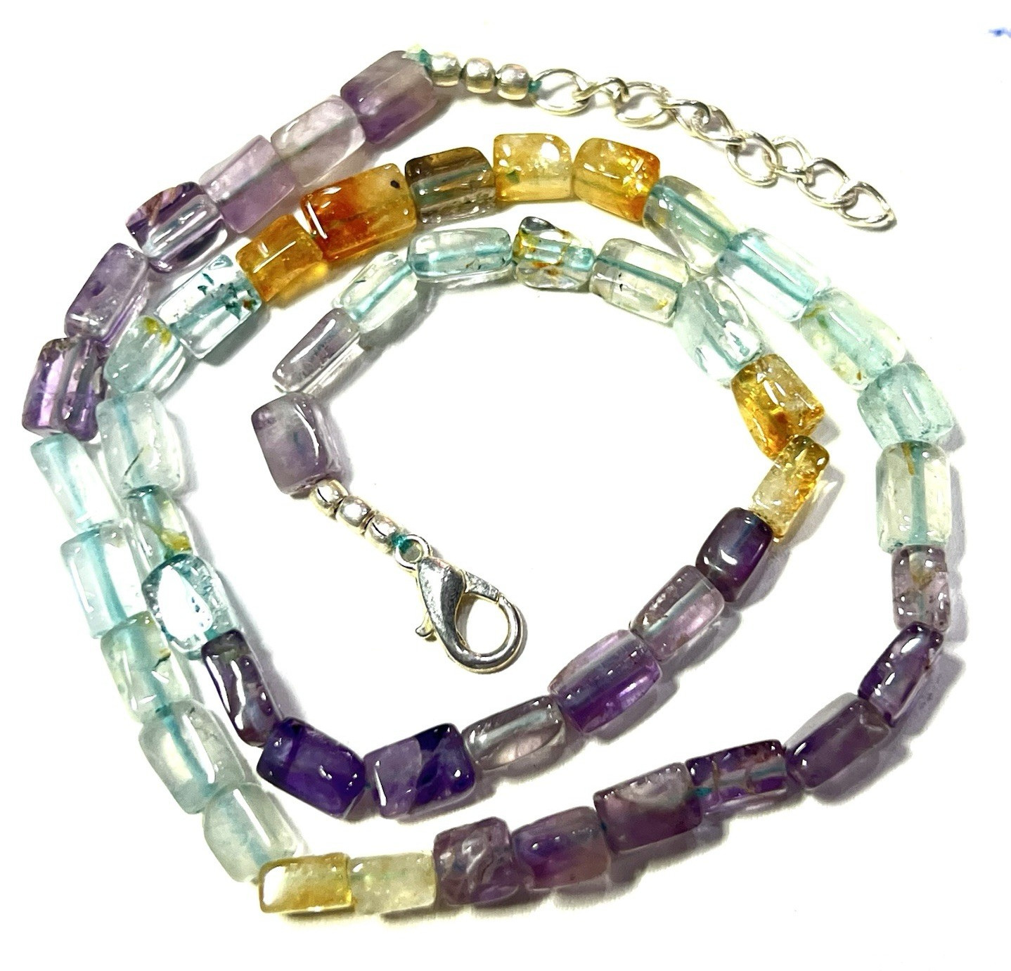 Natural Multi Fluorite Cube Box Beaded Strand 17” for Everyday Wear