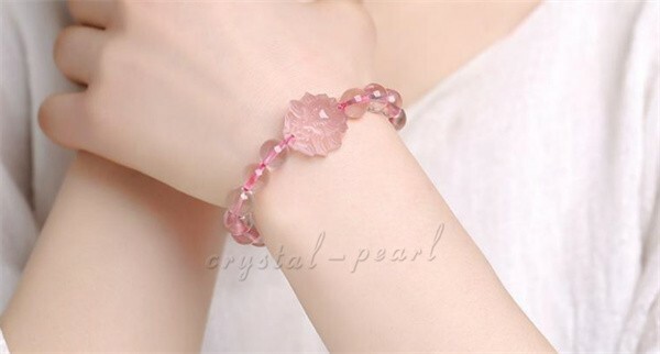 Natural Rose Quartz Madagascar Bracelet Crystal nine tailed fox love & wealth