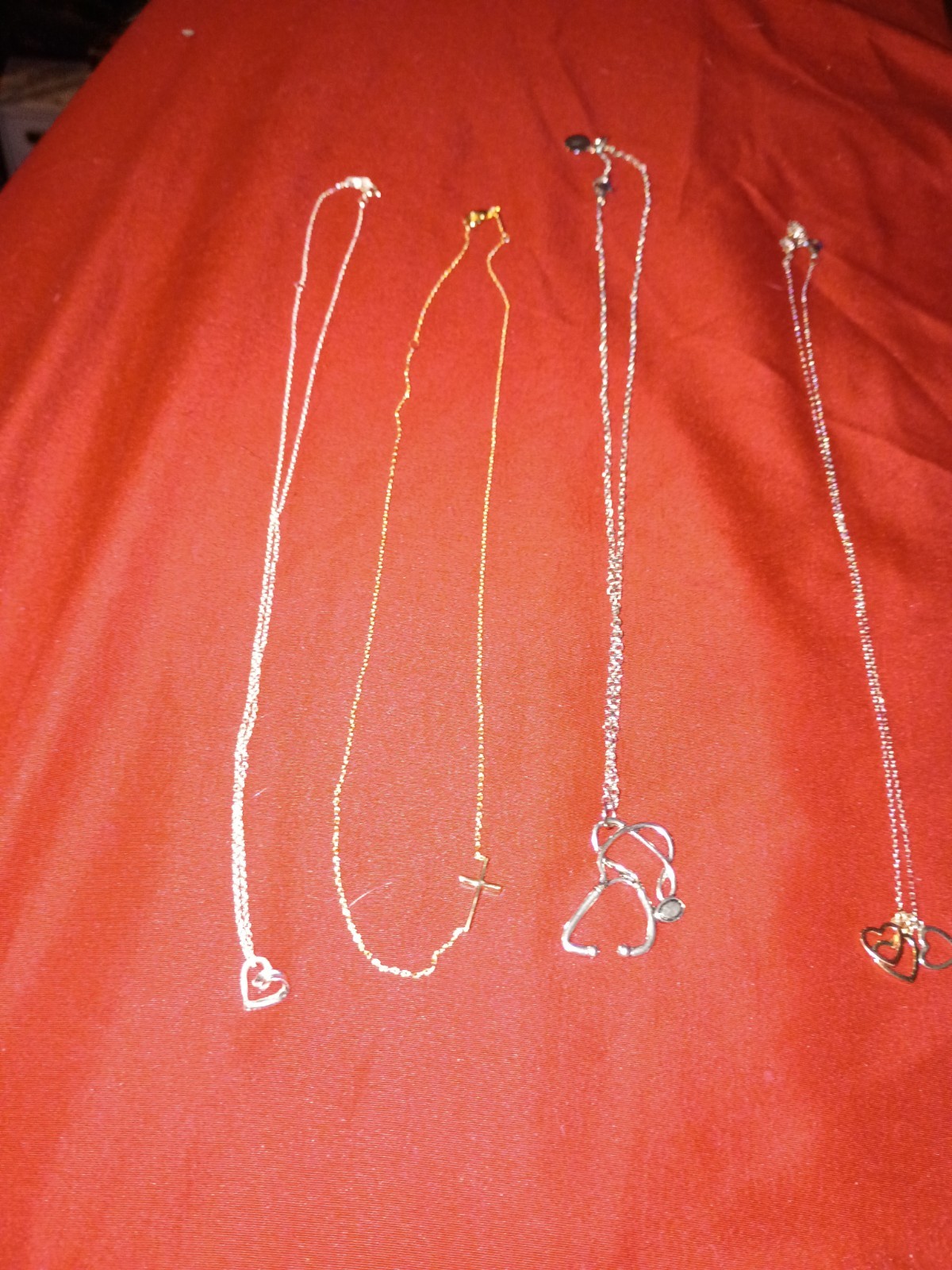 4 Piece Necklace Lot Kate Spade Stethoscope, Unwritten Cross Necklace And Two…