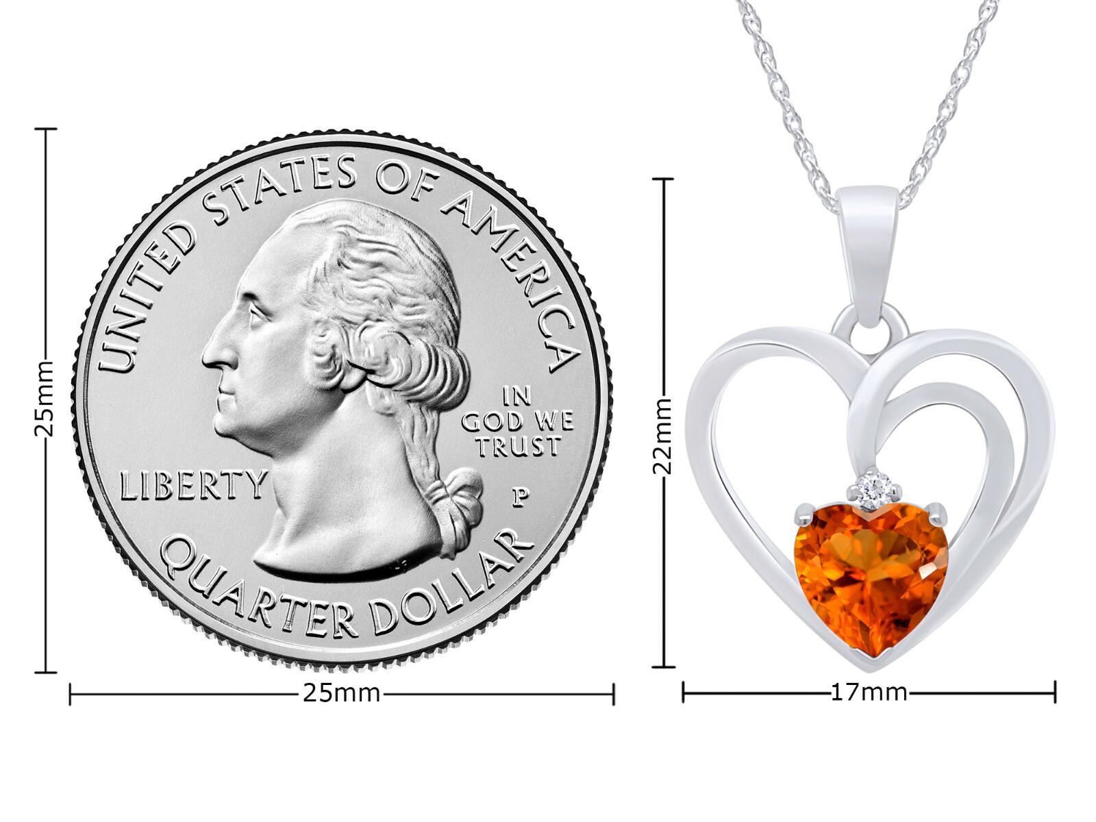 Love Heart Simulated Birthstone Pendant Necklace for Womens 925 Sterling Silver