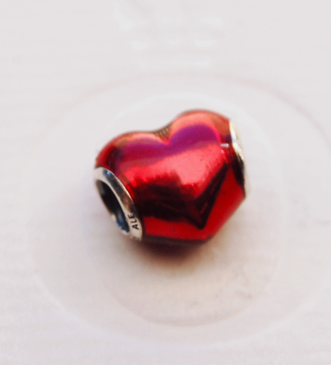 Genuine Pandora Silver “In My Heart” Charm – Fuchsia Heart Beat – 791814EN62