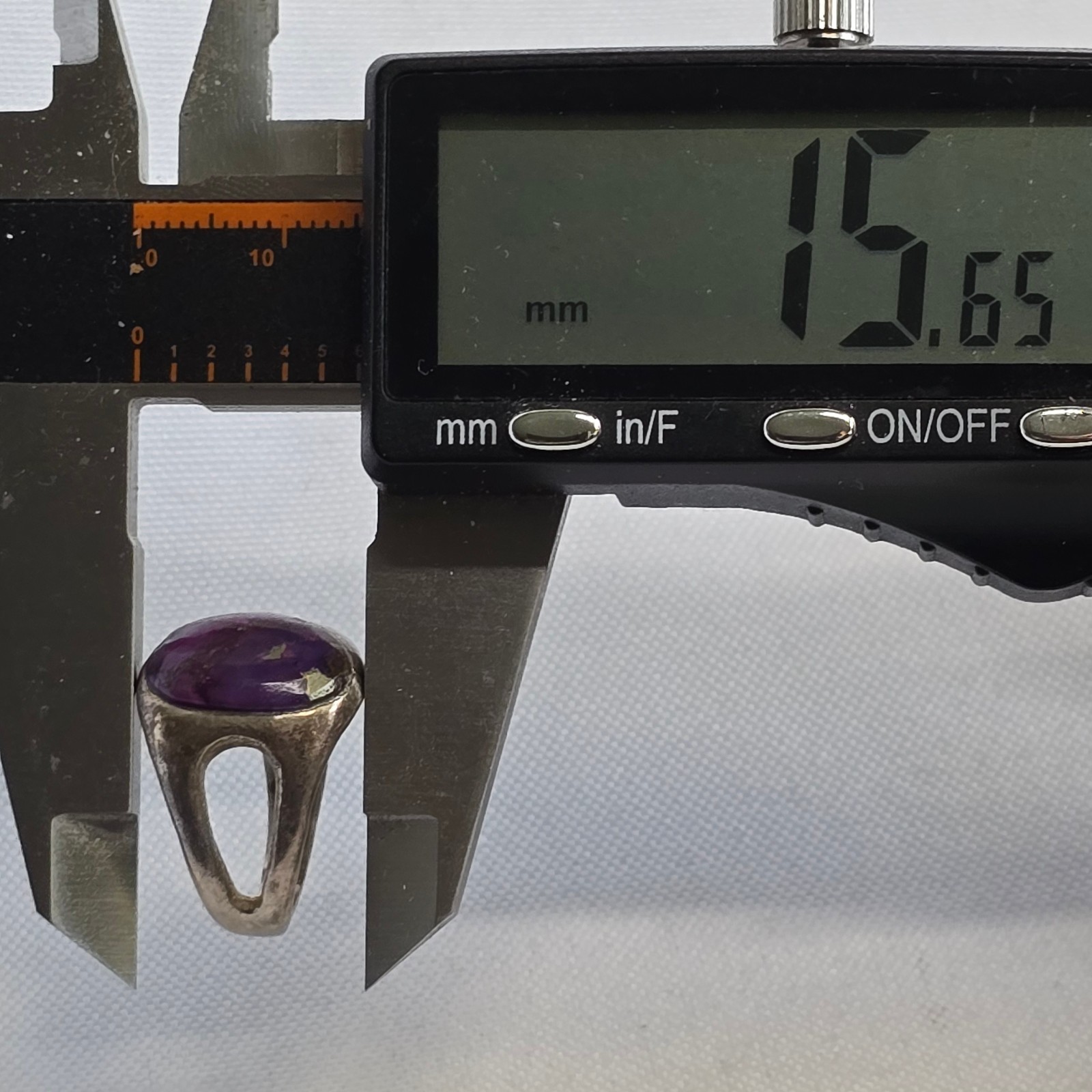 Sterling Silver Ring 5.92g Fine Jewelry Sz 7.5 Band Marbled Purple Stone *READ*