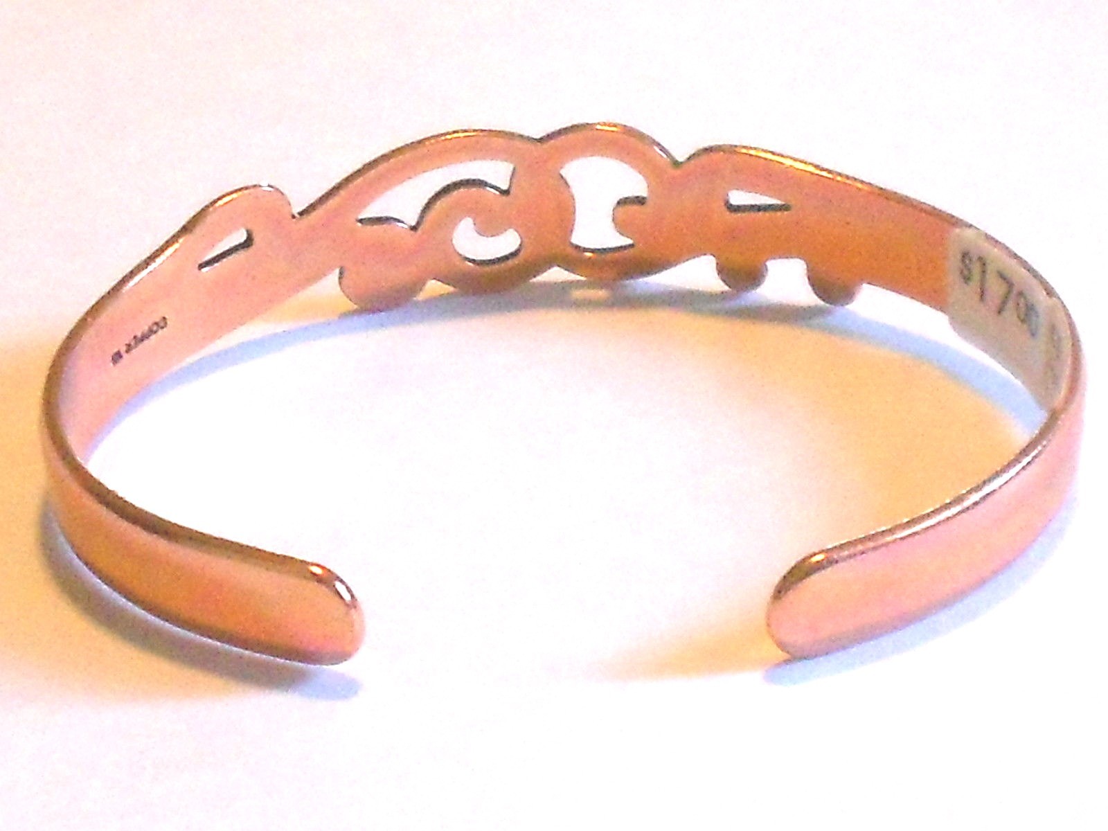 NEW PURE Copper Ladies Filigree USA Cuff Bracelet Pain Relief Folklore CB 120