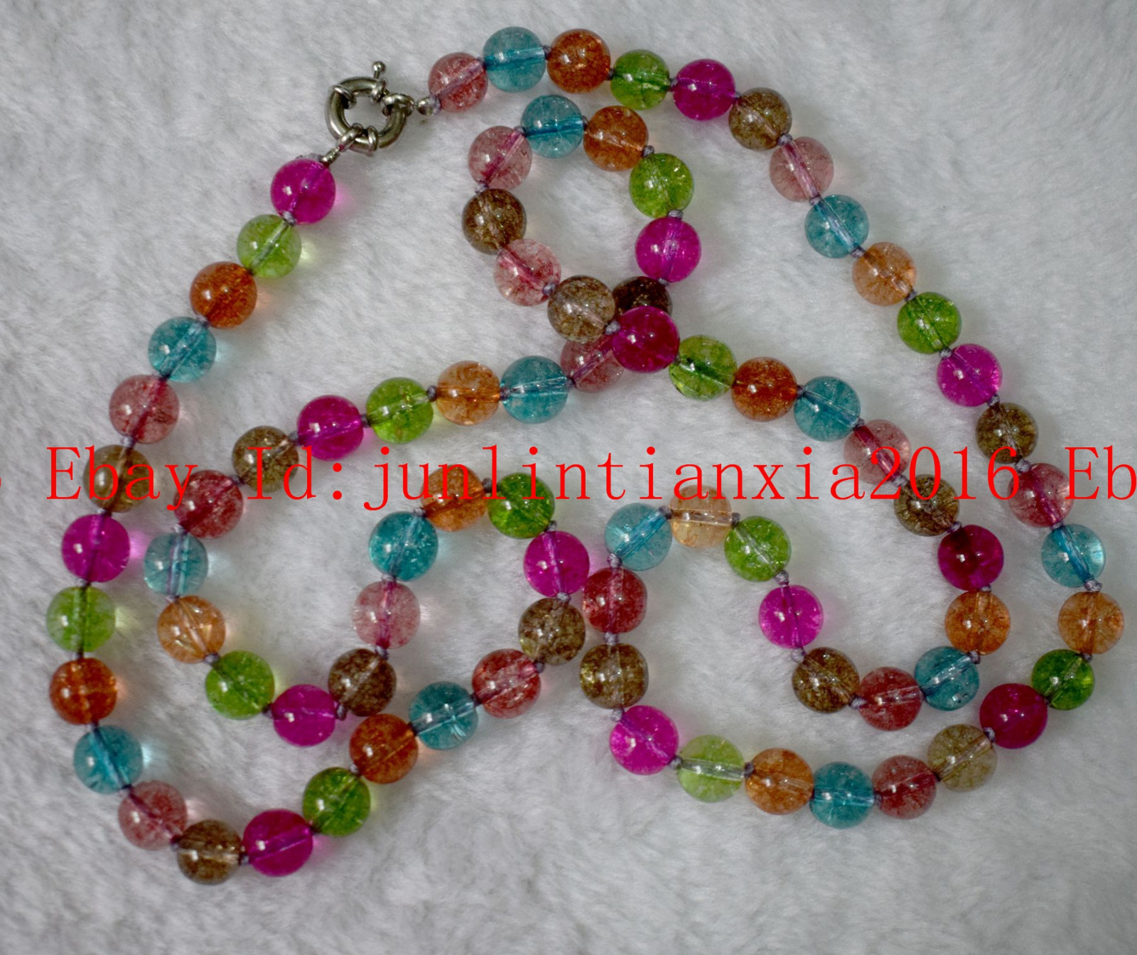 New 8mm 10mm 12mm Multicolor Tourmaline Gemstone Round Necklace Long 18-100” AA