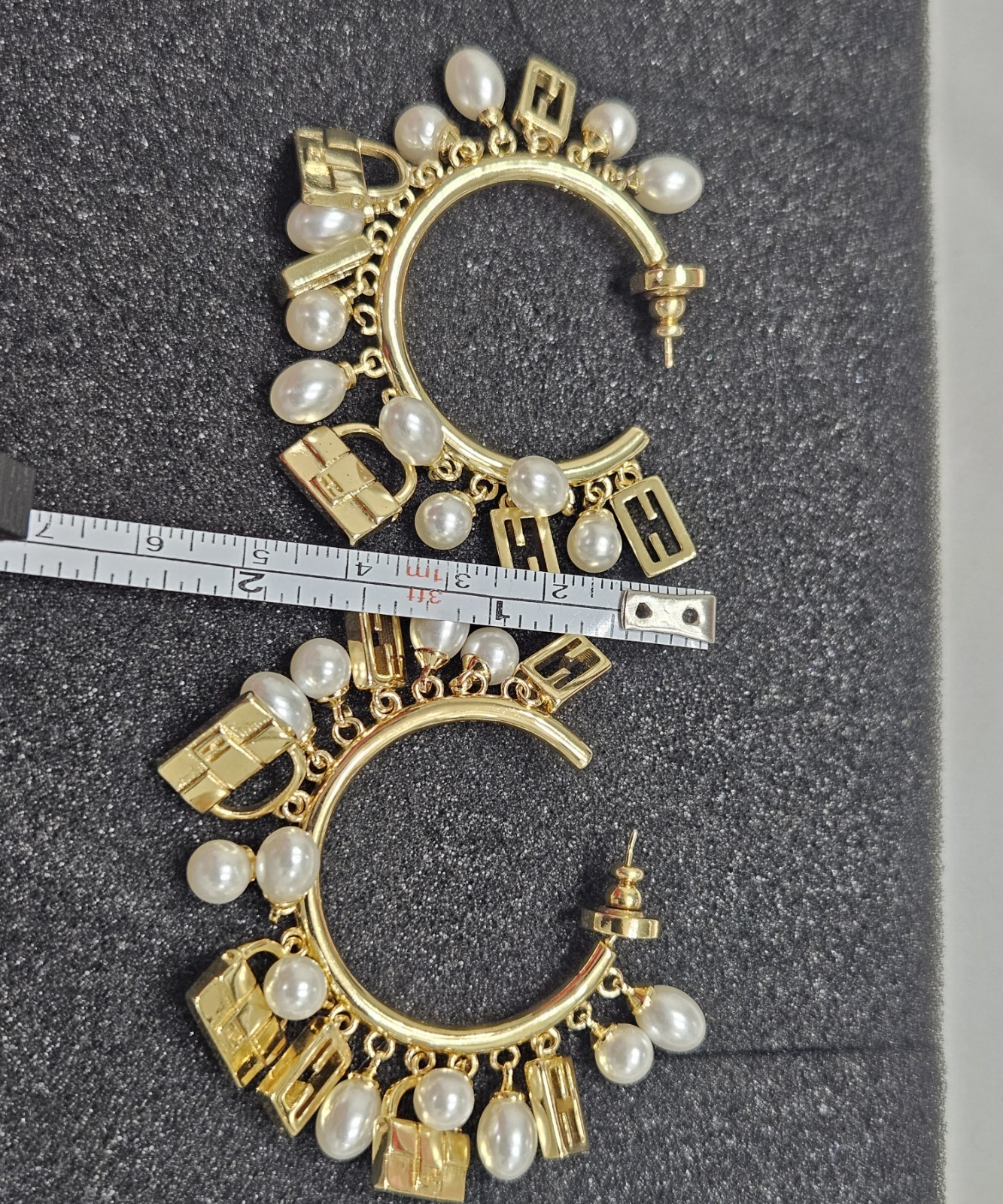 Valentino Bead Earrings Hoop Design Pre-owned Great Condition with case