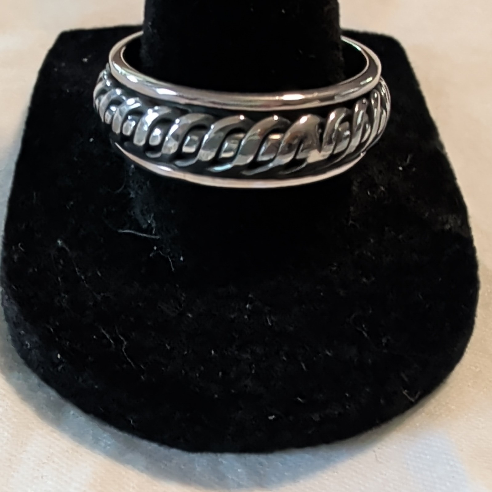 Sterling Silver Spinner Ring Sz 11.25, 8.4mm Wide And Weighs 9.8 Grams
