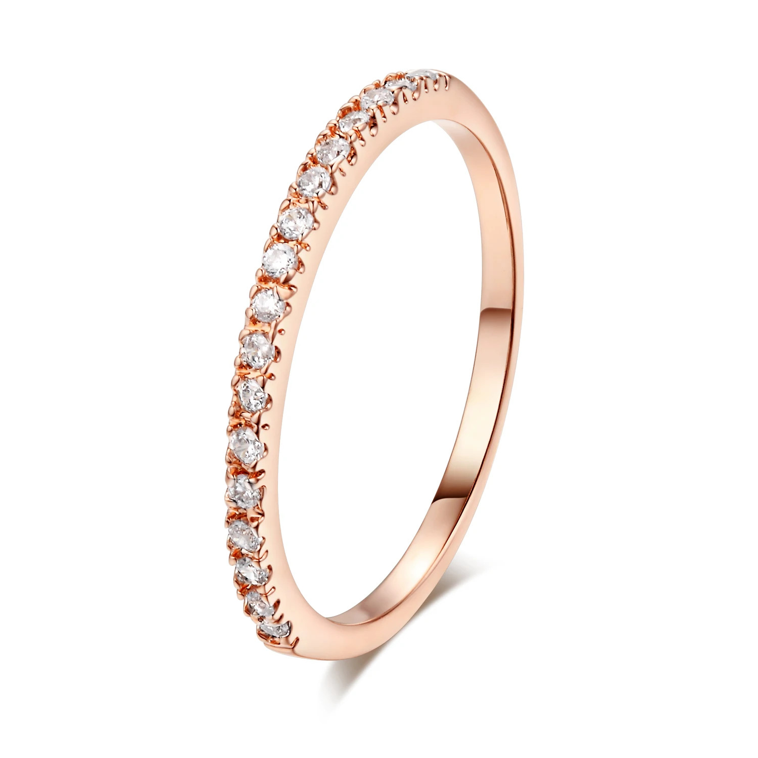 Micro Pave Ring Simulated Zirconia Tension Setting Band Stackable Jewelry