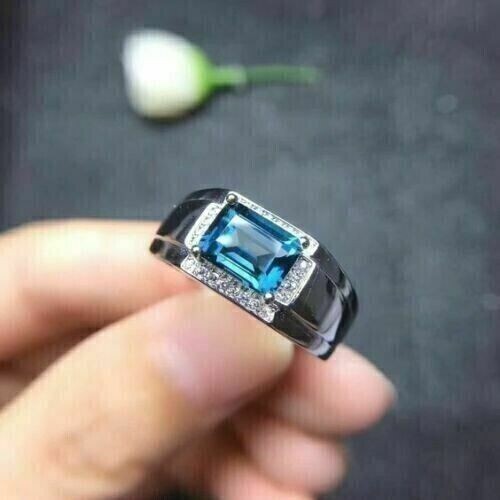 2Ct Emerald Cut Simulated Blue Diamond Women’s Ring 14k White Gold Plated Silver