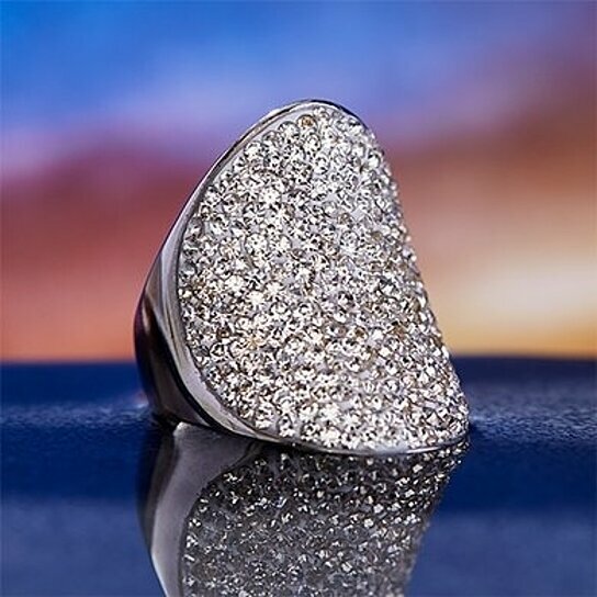 18k White Gold Plated Womens Crystal Cocktail Ring Made with Swarovski Elements