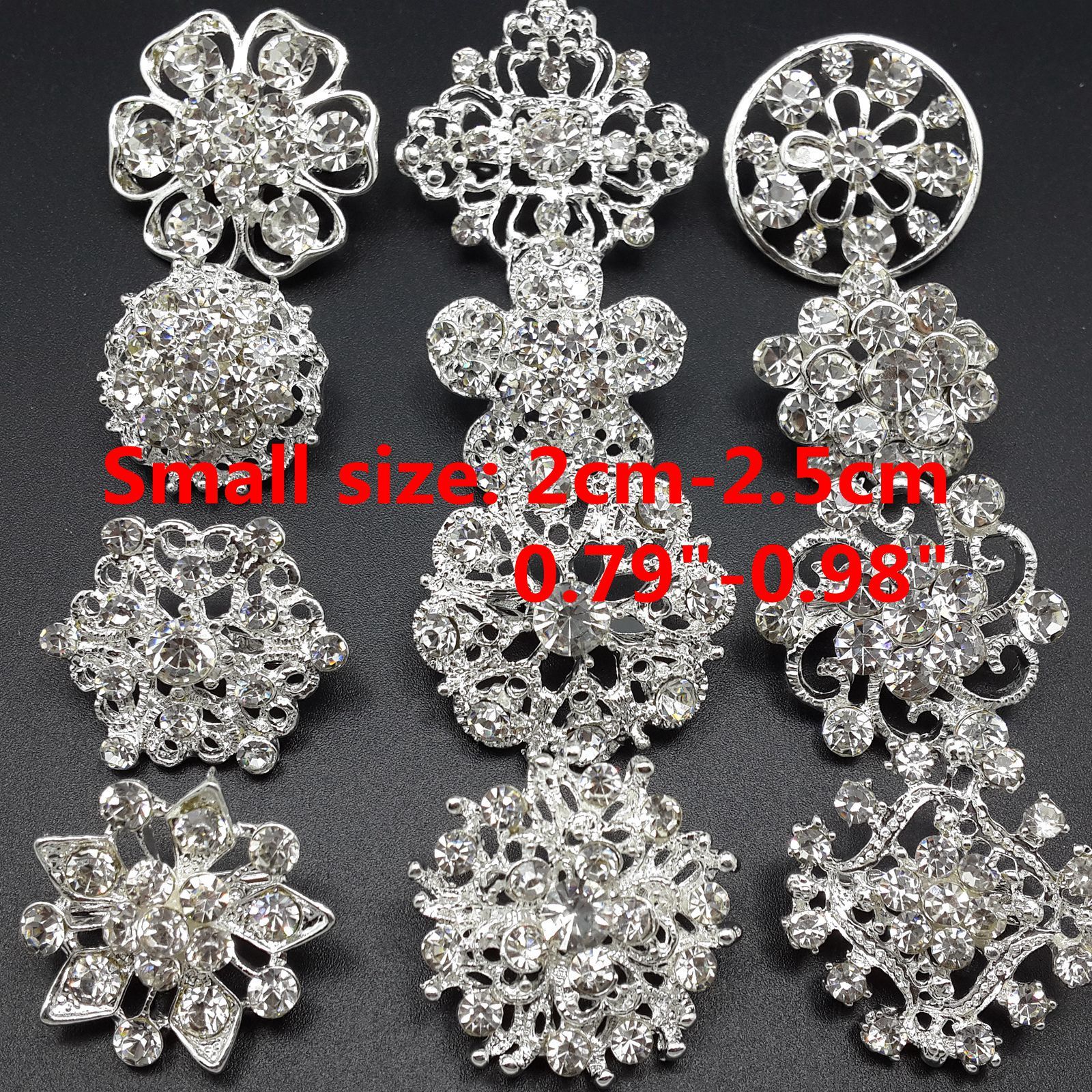 Lot32 Bulk Alloy Silver Rhinestone Crystal Flower Brooches Pins DIY Bouquet