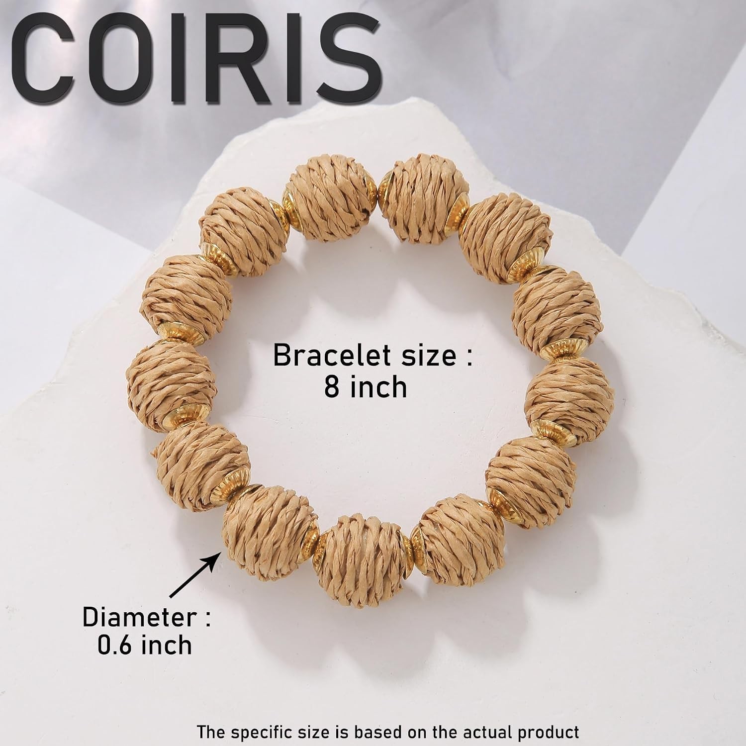 Adjustable Raffia Bracelet with Elegant Rattan Balls – Perfect Summer Accessory