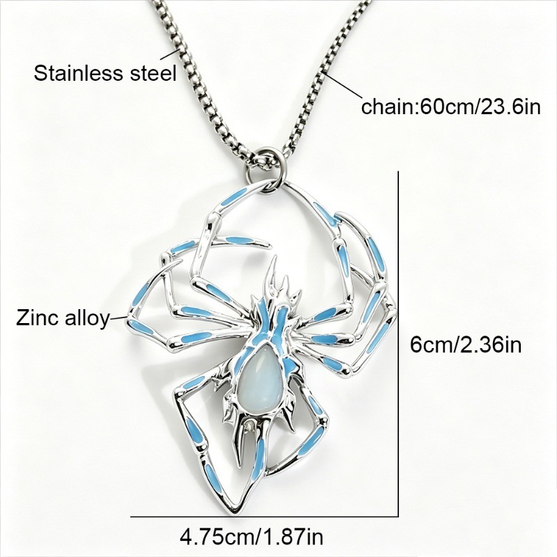 3Pcs Creative Luminous Spider Necklace Fashion Men Hip-hop Insect Pendant