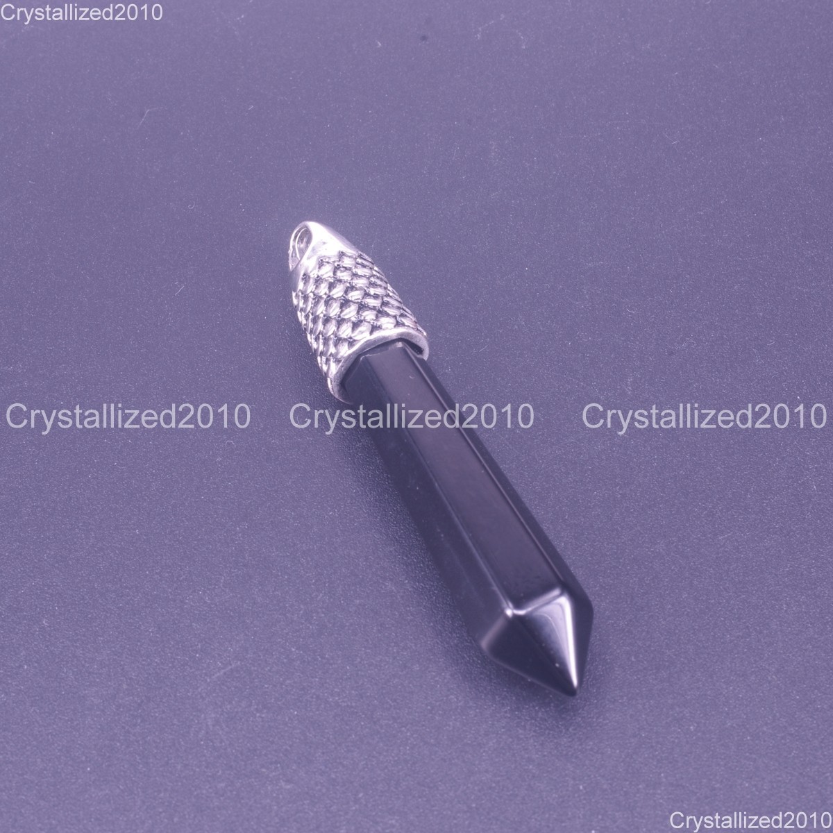 Natural Gemstones Hexagonal Chakra Healing Pendant Beads Tibetan Silver 12x60mm