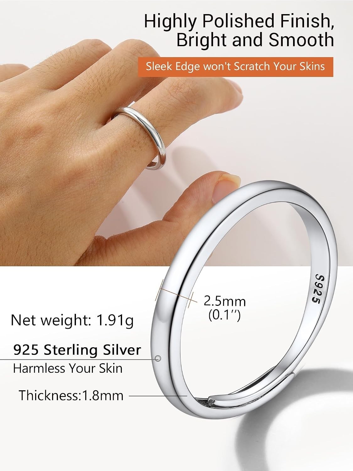 Solid Sterling Silver Stackable Knuckle Finger Ring
