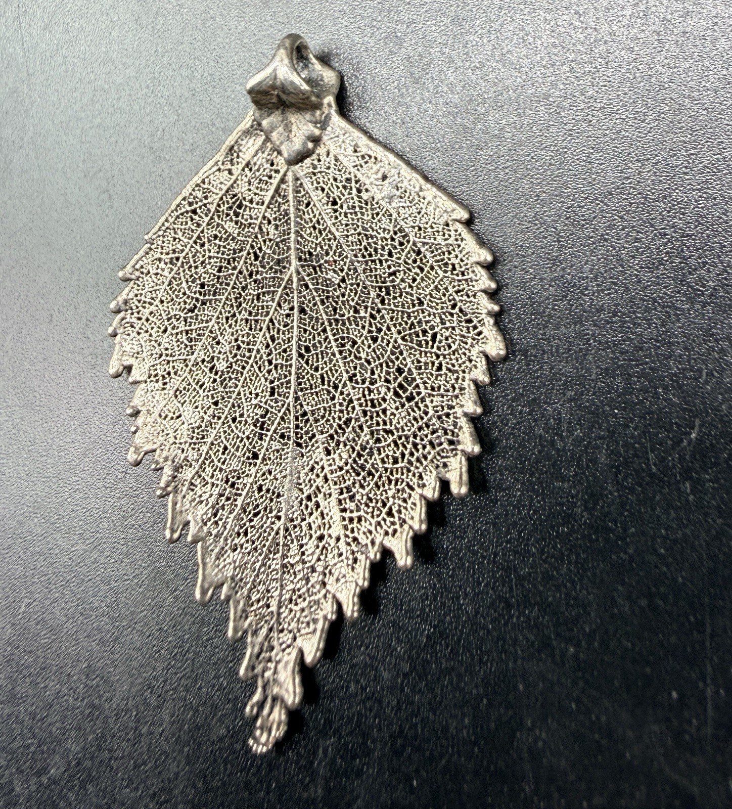 Silver Real Leaf Pendant Electroformed Birch Aspen Skeleton Boho Jewelry
