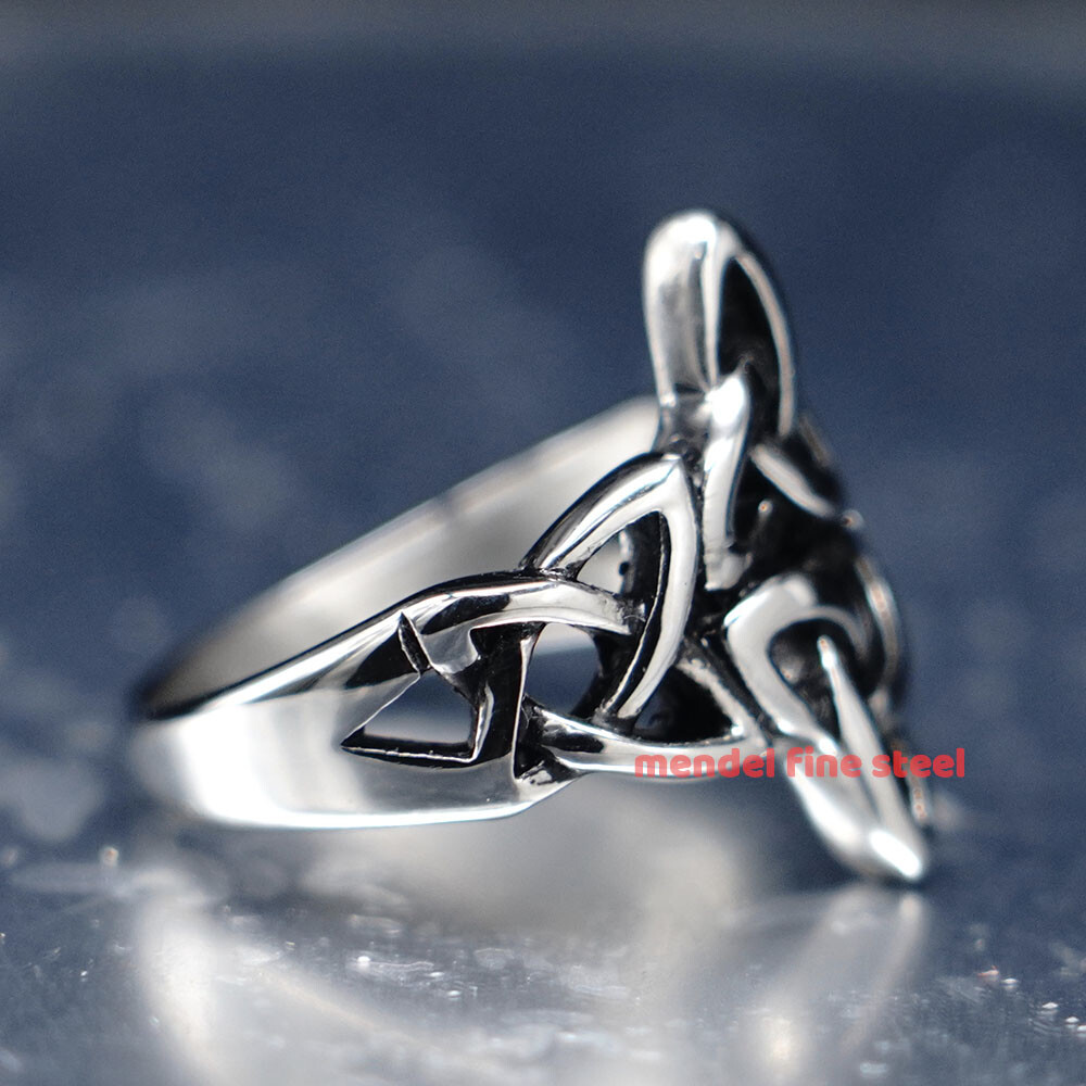 MENDEL Womens Gold Plated Irish Celtic Triquetra Trinity Knot Ring Size 6 7 8-11