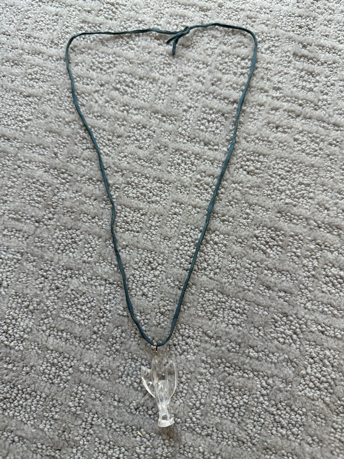 Blue Cord Chain Necklace Clear Acrylic Angel Charm Pendant 24 in Pendant Style