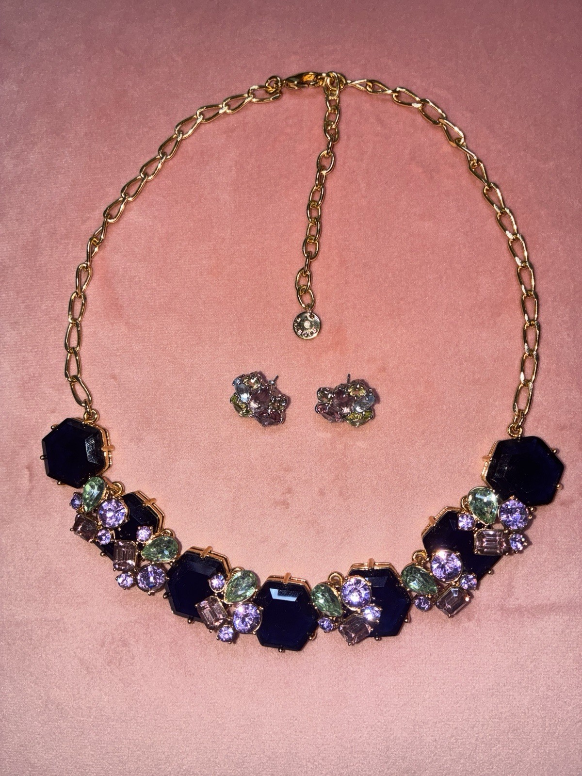 NWOB Talbots Floral Multicolored Gemstones Statement Necklace/Earring Set